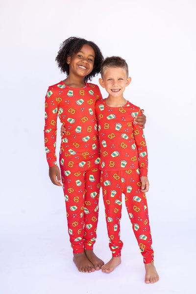 Boy and girl in PJs