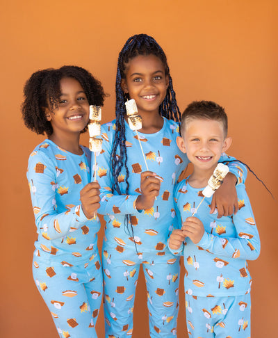 Kids in S'mores PJs with Roasted Marchmallows