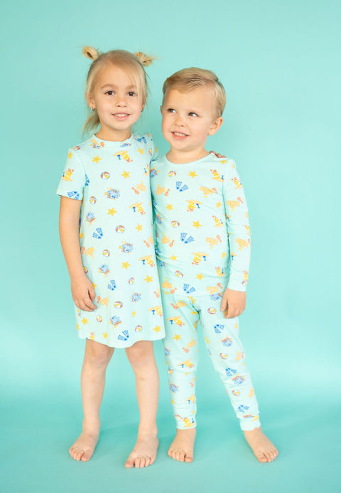 Girl and boy in PJs