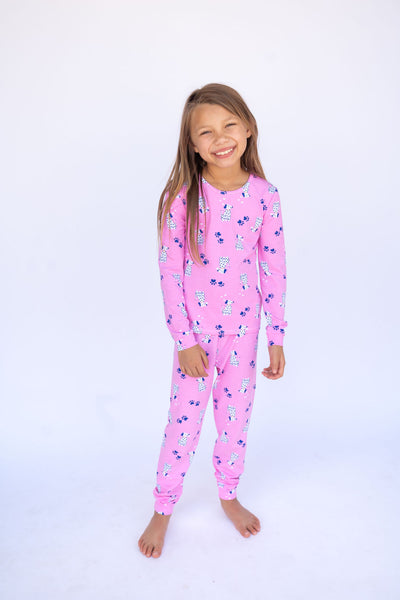 Girl in Pink Puppy PJs